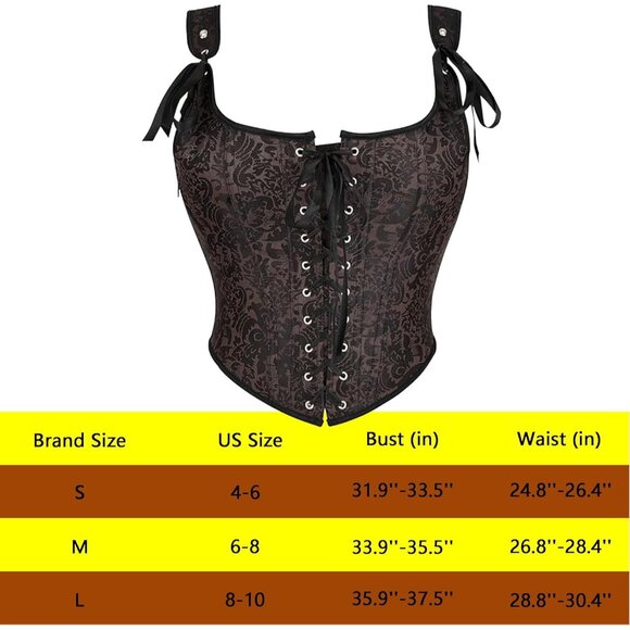 Women's Floral Corset Top Lace-Up Overbust Bodyshaper Size Large - Picture 2 of 7